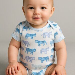 Janie and Jack Blue Tiger‎ Print Bodysuit – Size 3–6 Months – NWT